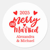 Minimialist Merry and Married  Ronde Sticker (Voorkant)
