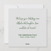 Minimimalistische Groene Huisdier Foto Kerstmis Ka Feestdagenkaart (Achterkant)