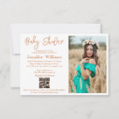 Minimum Script baby shower Foto QR-code Kaart (Voorkant)
