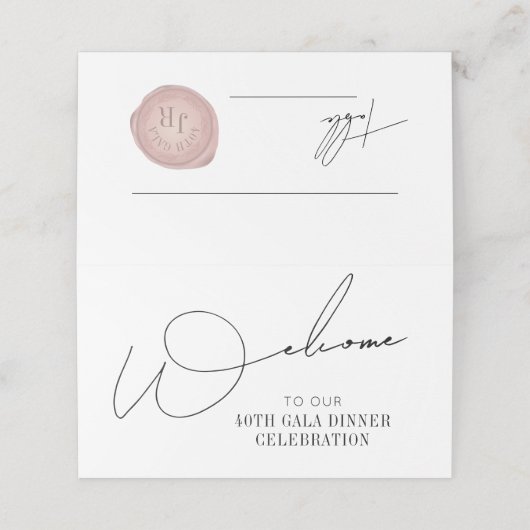 Minimumaantal roze wasstempel van het script plaatskaartje (Buitenkant ongevouwen)