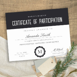 Minimumcertificaat voor deelname zwart-wit