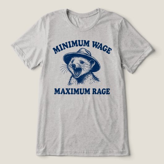 Minimumloon Maximum Woede Opossum Tri-Blend Shirt (Design voorkant)