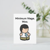 Minimumloon Woo Funny Office Worker Cartoon Art Briefkaart (Staand voorkant)