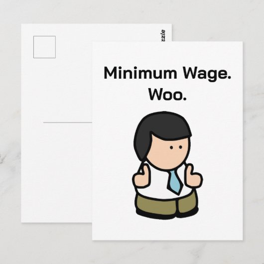 Minimumloon Woo Funny Office Worker Cartoon Art Briefkaart (Voorkant / Achterkant)