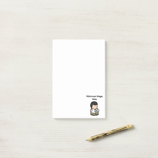 Minimumloon Woo Funny Office Worker Cartoon Art Post-it® Notes (Op bureau)