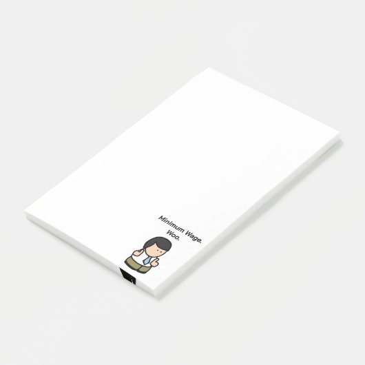 Minimumloon Woo Funny Office Worker Cartoon Art Post-it® Notes (Schuin)