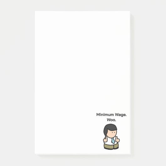 Minimumloon Woo Funny Office Worker Cartoon Art Post-it® Notes (Voorkant)