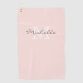 Minimumnaam legant en monogram roze golfhanddoek (Voorkant)