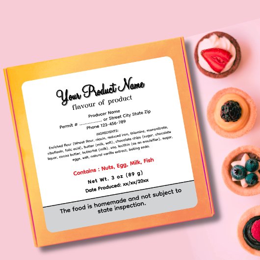 Mininesota Cottage Food Law Label home bakkerij