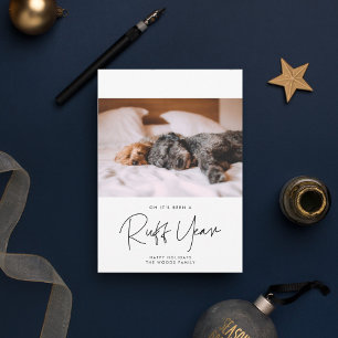 Mininimalist Ruff Year Dog foto's Feestdagenkaart