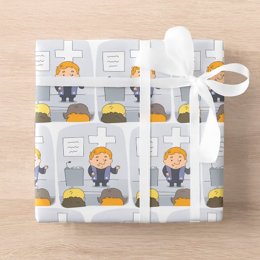 Minister die preekt voor de gemeente cadeaupapier