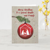 Minister en Familie kerstversiering met Manger Kaart (Gele Bloem)