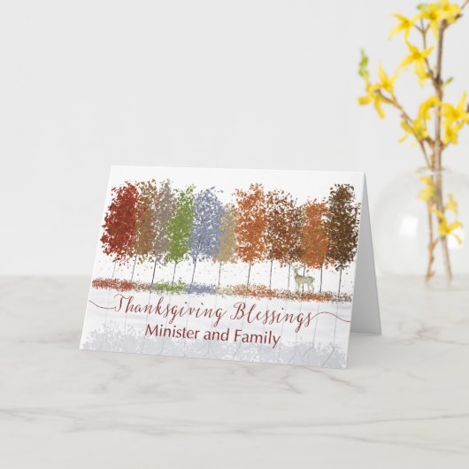 Minister en familie Thanksgiving Religieuze zegeni Kaart (Gele Bloem)