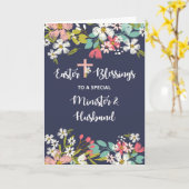 Minister en Husband Pasen Risen Christus Kaart (Gele Bloem)