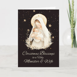 Minister en vrouw Kerstzegeningen Madonna Kaart