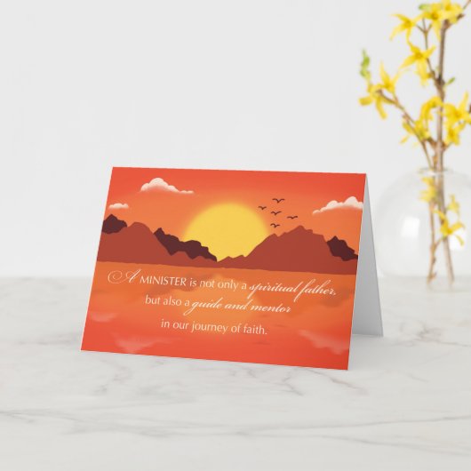 Minister Vaderdag met zonsondergang landschap Kaart (Gele Bloem)