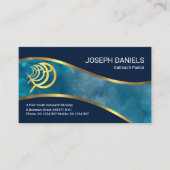 Minister van Blauwe Oceaan Gold Ichthus Fish Wave  Visitekaartje (Voorkant)