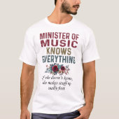 Minister van Muziek kent alles T-shirt (Voorkant)