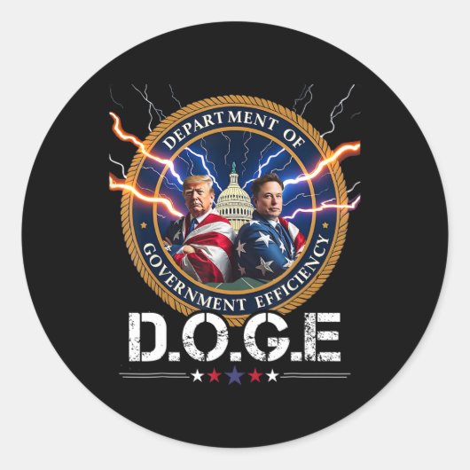 Ministerie van overheidsefficiëntie Doge Trump 47t Ronde Sticker (Voorkant)
