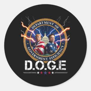 Ministerie van overheidsefficiëntie Doge Trump 47t Ronde Sticker