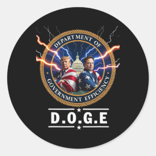 Ministerie van overheidsefficiëntie Doge Trump 47t Ronde Sticker