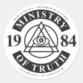 Ministerie van Waarheid Ronde Sticker (Voorkant)