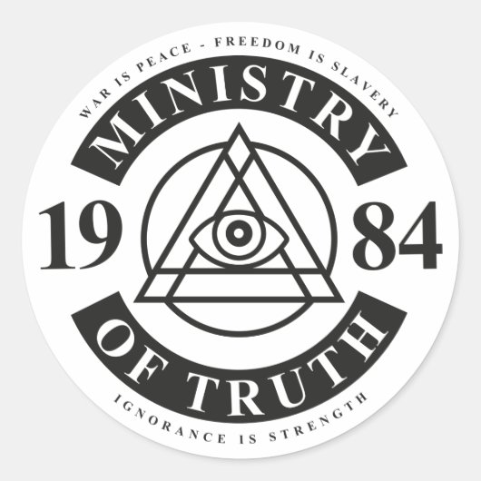 Ministerie van Waarheid Ronde Sticker (Voorkant)
