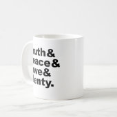 Ministeries van Waarheid en Vrede & Liefde & Volhe Koffiemok (Voorkant links)