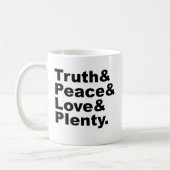Ministeries van Waarheid en Vrede & Liefde & Volhe Koffiemok (Links)