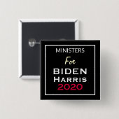 MINISTERS VOOR BIDEN HARRIS Black Red White Square Vierkante Button 5,1 Cm (Voorkant /achterkant)