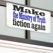 Ministry of Truth Fake News black and blue text Spandoek (Buitenkant Gebouw)