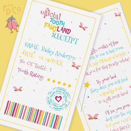 Minitandje Mooie Tandfee Kwitantie met een Leuk Ri Notitiekaartje