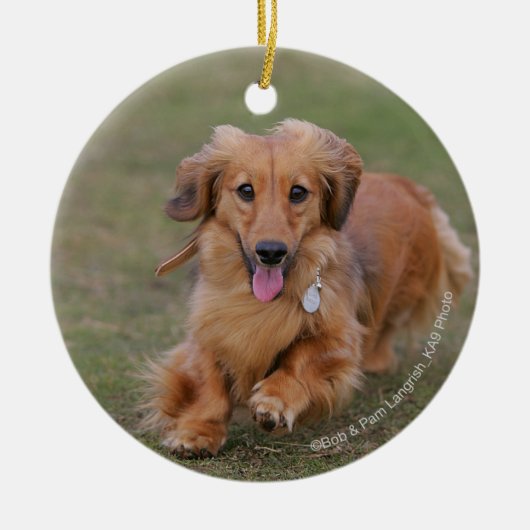 Miniture Dachshund Running Keramisch Ornament (Voorkant)