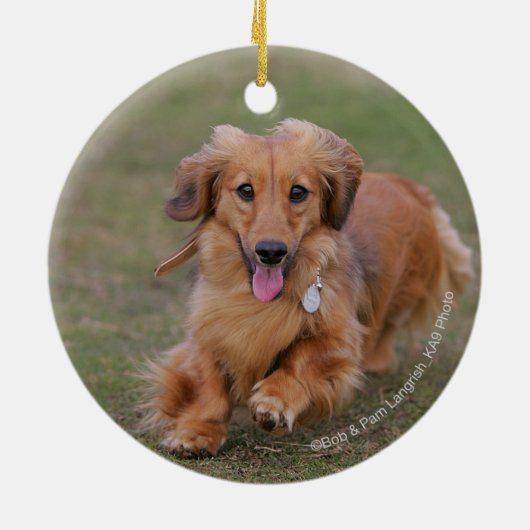 Miniture Dachshund Running Keramisch Ornament (Achterkant)