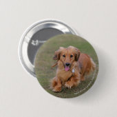Miniture Dachshund Running Ronde Button 5,7 Cm (Voorkant /achterkant)