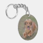 Miniture Dachshund Running Sleutelhanger (Voorkant Links)