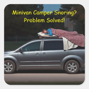 Minivan Camper snurken? Probleem opgelost Vierkante Sticker