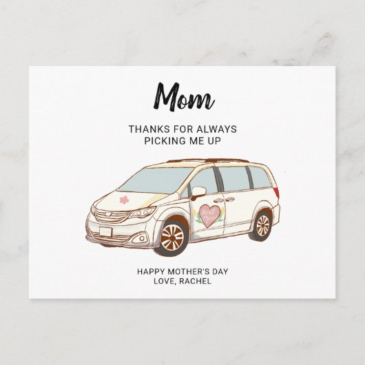 Minivan Mom Moederdag Schattige Best Mom Briefkaart (Voorkant)