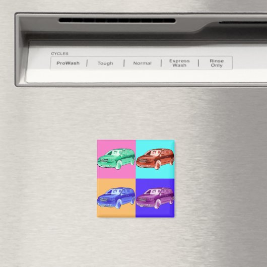 Minivan Pop Art Magneet (Insitu (Vaatwasser))