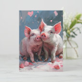 Minivarkens Valentijnsdag Feestdagenkaart (Staand voorkant)