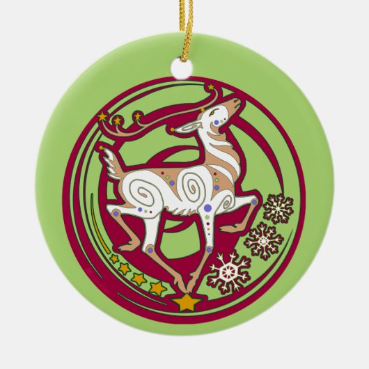 Mink Holidaze 2017 Reindeer Kerstversiering 2 Keramisch Ornament (Voorkant)