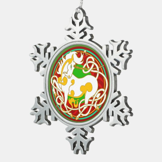 Mink Holidaze 2017 Unicorn kerstversiering Tin Sneeuwvlok Ornament (Rechts)