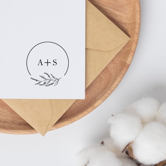 Minmalist Botanische paar Initialen bruiloft Rubberstempel
