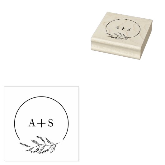 Minmalist Botanische paar Initialen bruiloft Rubberstempel (Gestempeld)