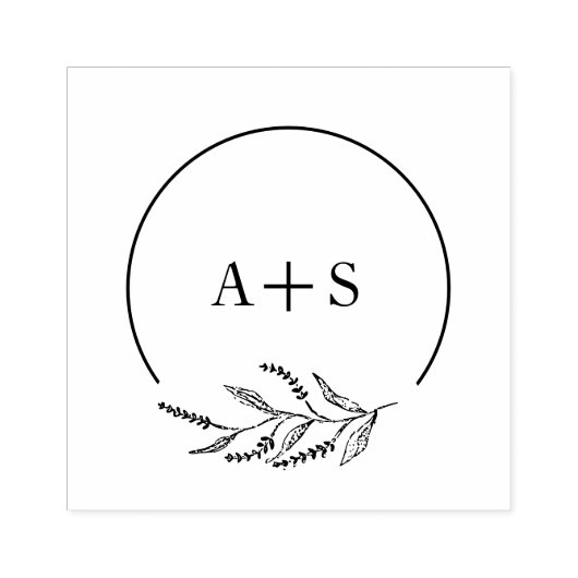 Minmalist Botanische paar Initialen bruiloft Rubberstempel (Afrduk)