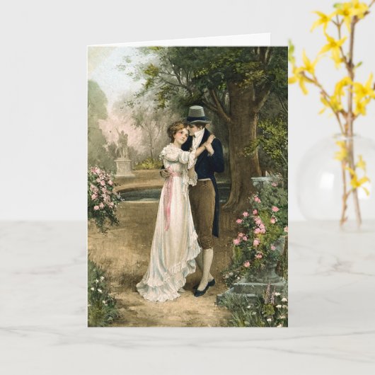 Minnaars in een Roze Tuin Kaart (Gele Bloem)