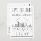 Minneapol Bruiloft | Gestileerde skyline De datum Briefkaart (Voorkant / Achterkant)
