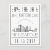 Minneapol Bruiloft | Gestileerde skyline De datum Briefkaart (Voorkant)