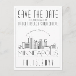 Minneapol Bruiloft | Gestileerde skyline De datum  Briefkaart