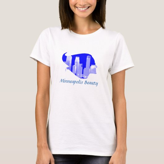 Minneapolis Beauty in Blue en White T-shirt (Voorkant)